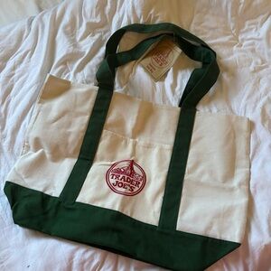 Trader Joe’s large Canvas Tote Bag Green NEW